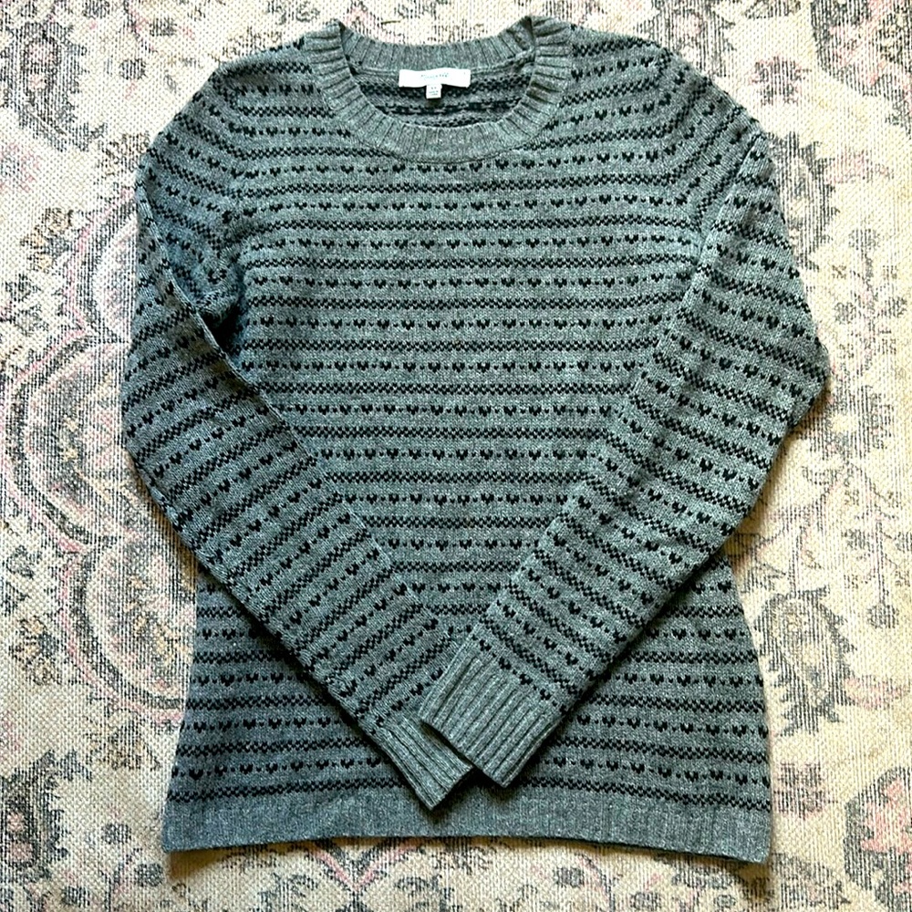 Madewell 100% Merino wool gray/Black Sweater.  XS